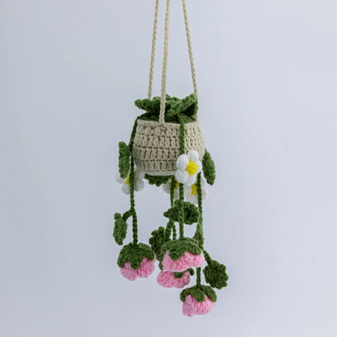 YSHomy Crochet Car Hanging Plants with Rose Flowers