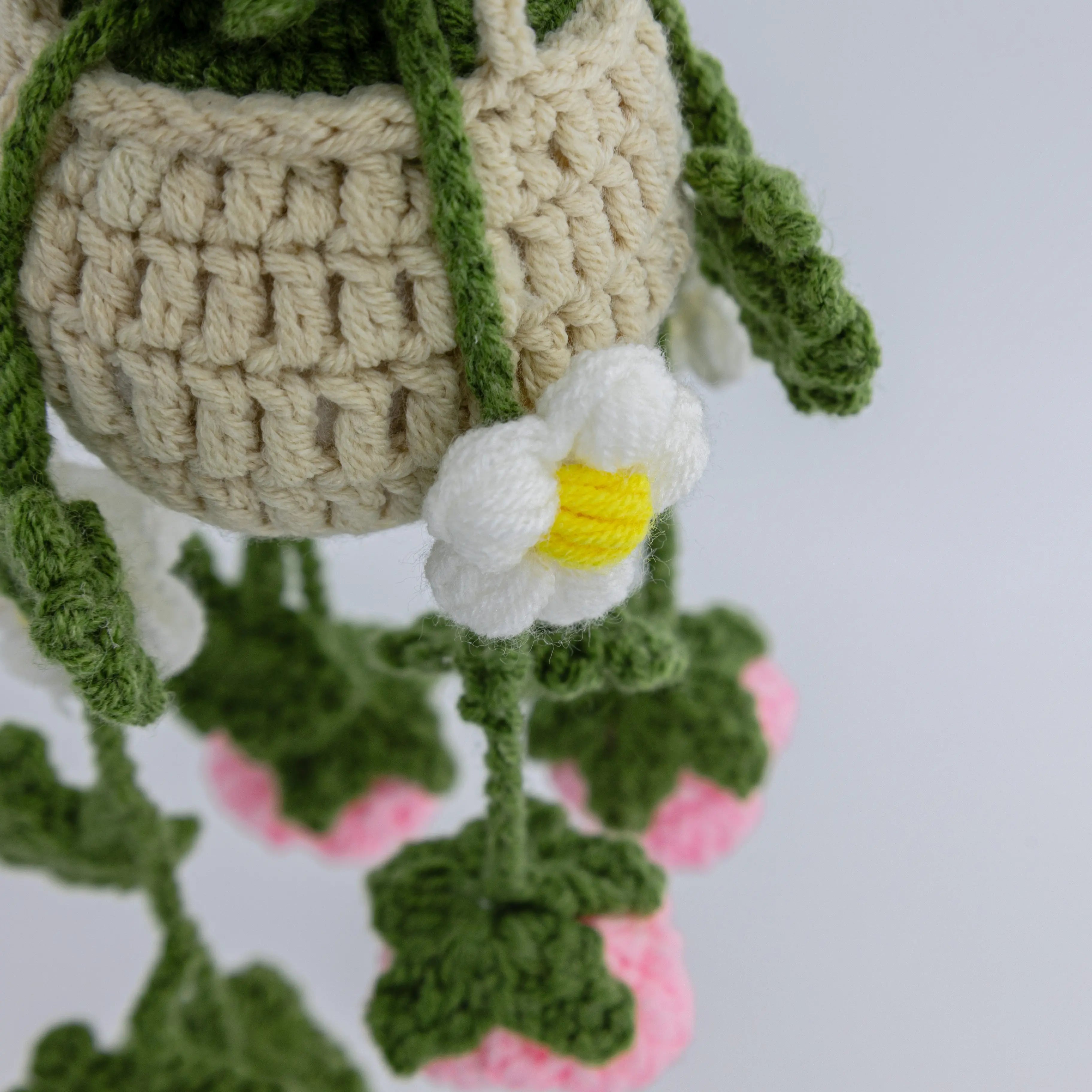 YSHomy Crochet Car Hanging Plants with Rose Flowers