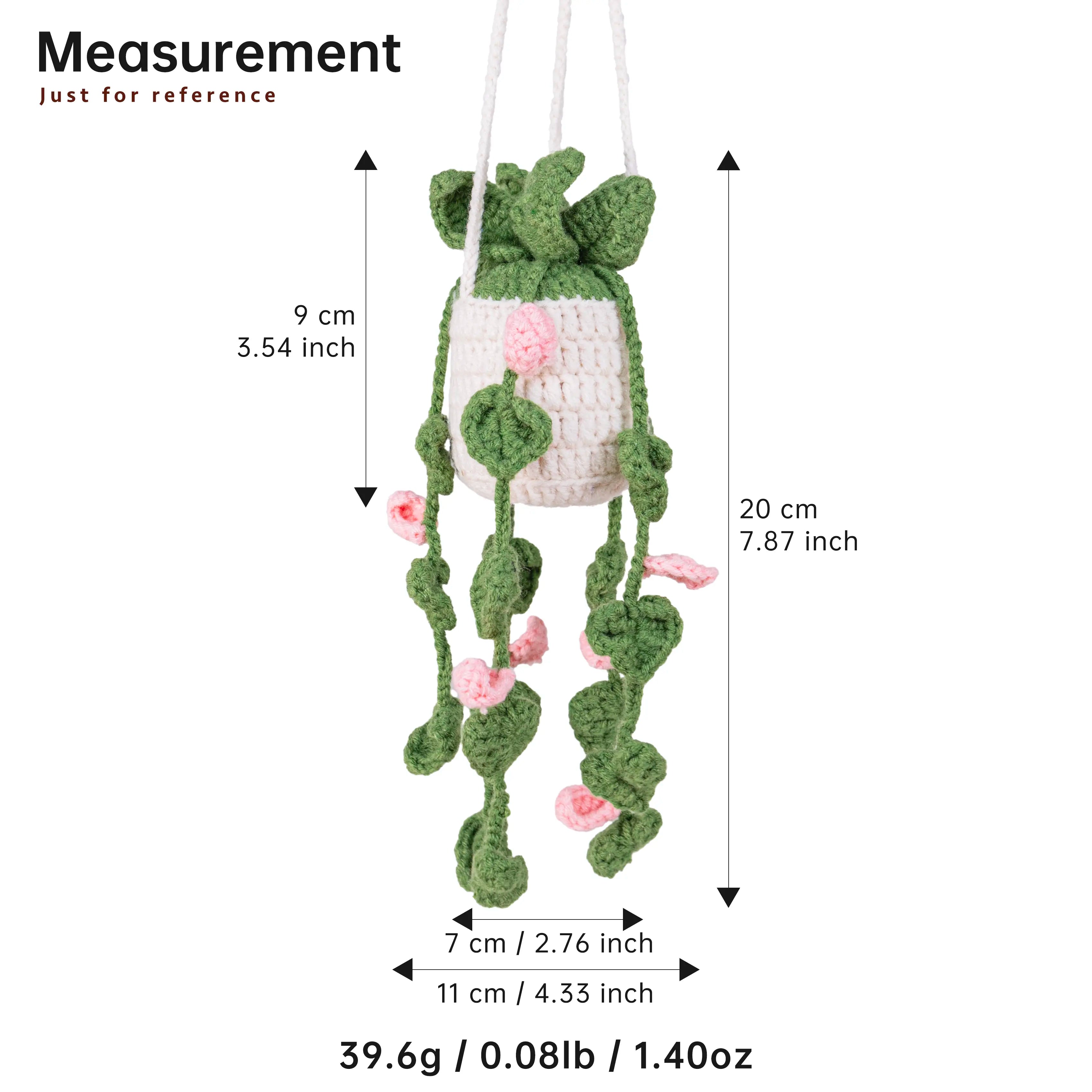 Planta colgante de coche de ganchillo, colgante de coche de ganchillo, colgante de coche, colgante de espejo de coche, encanto colgante de coche, planta de coche de ganchillo, regalo de San Valentín