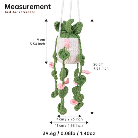 Planta colgante de coche de ganchillo, colgante de coche de ganchillo, colgante de coche, colgante de espejo de coche, encanto colgante de coche, planta de coche de ganchillo, regalo de San Valentín