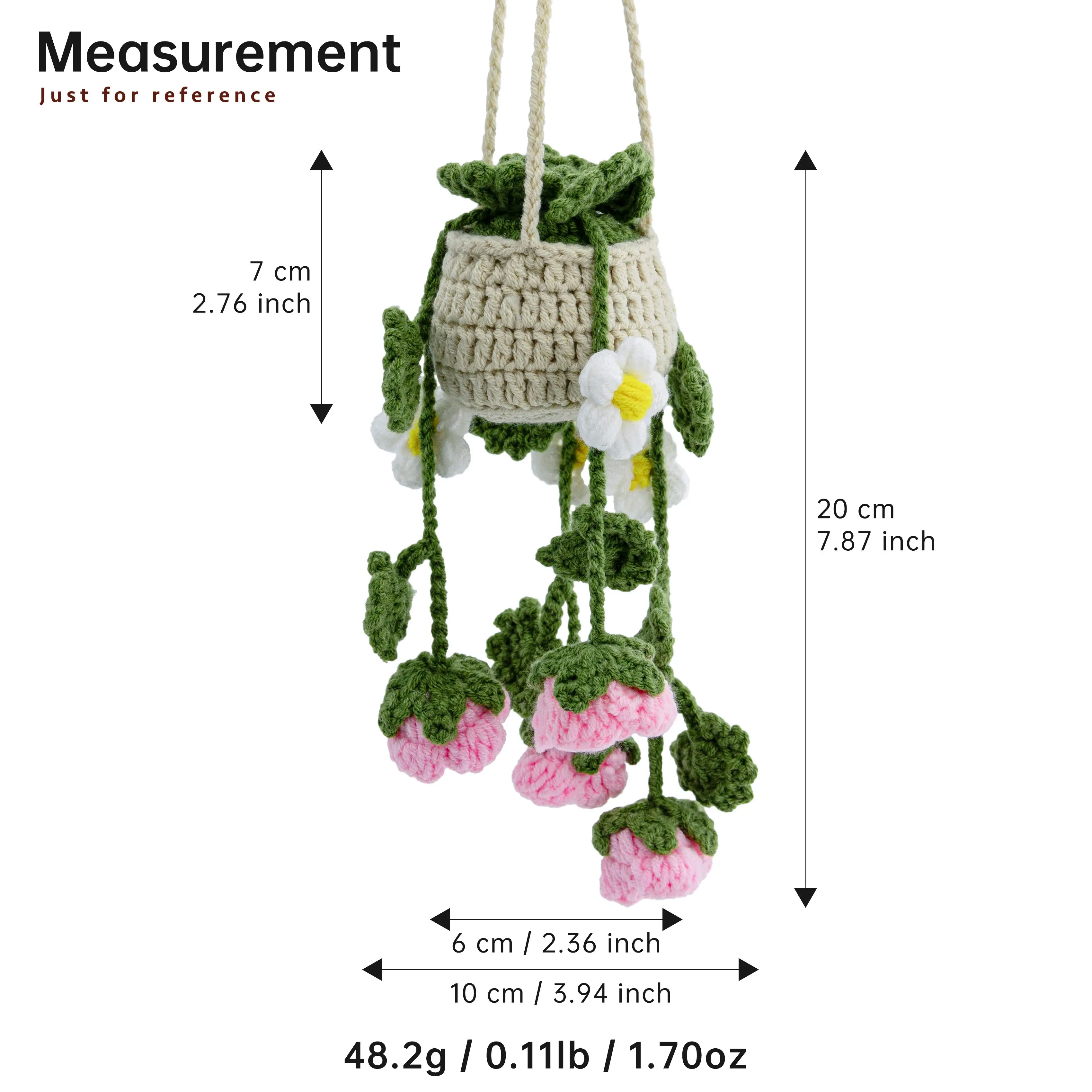 YSHomy Crochet Car Hanging Plants with Rose Flowers