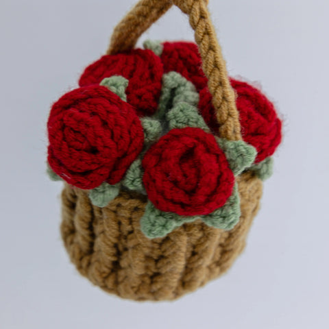 YSHomy Crochet Hanging Rose Flower Basket for Car Mirror