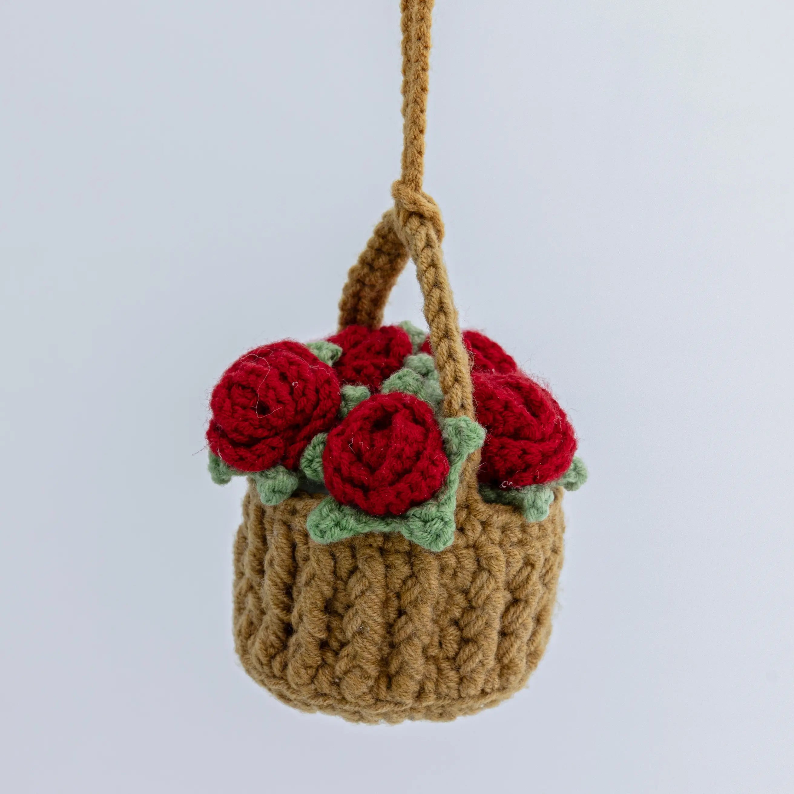 YSHomy Crochet Hanging Rose Flower Basket for Car Mirror