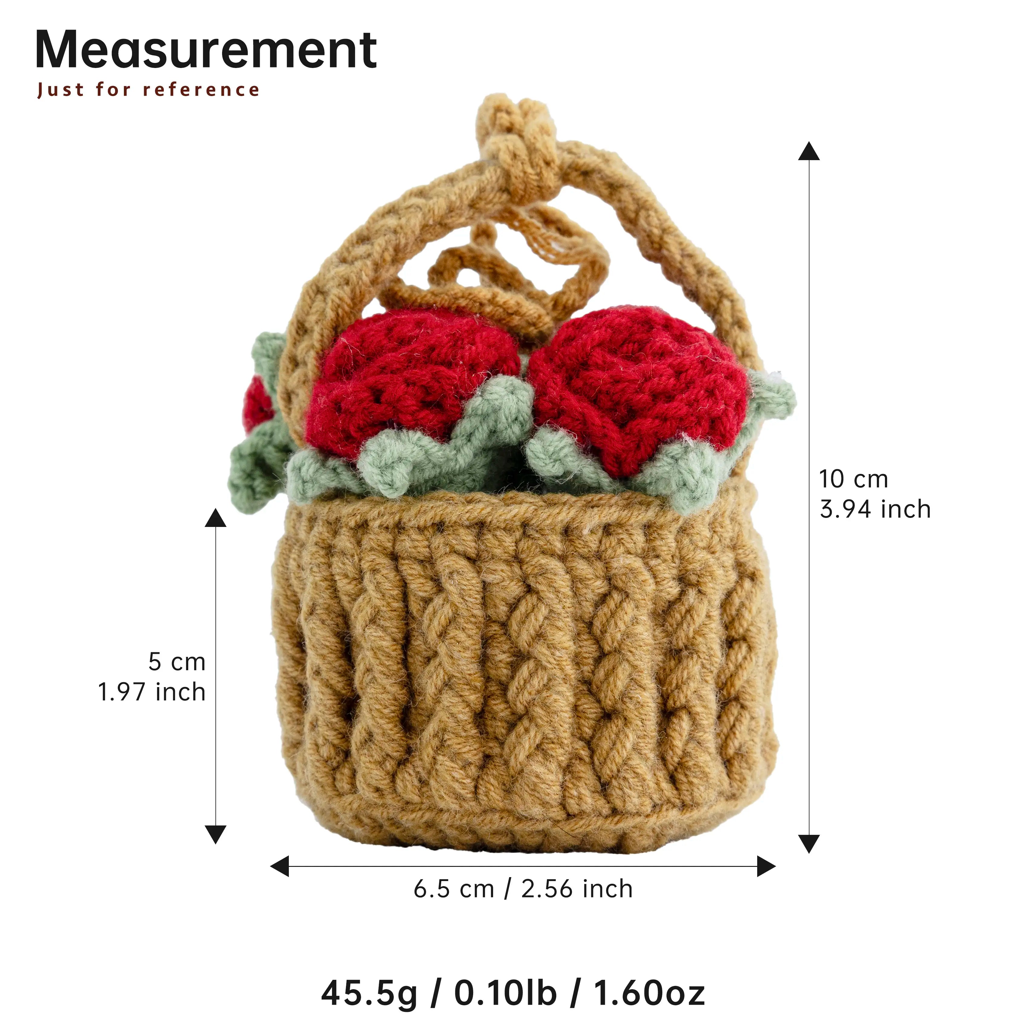 YSHomy Crochet Hanging Rose Flower Basket for Car Mirror