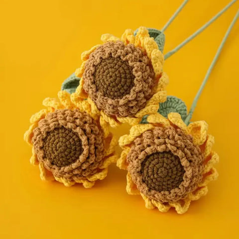 YSHomy Crochet Flowers of Upgraded Big Sunflower with Seed (Set of 3)