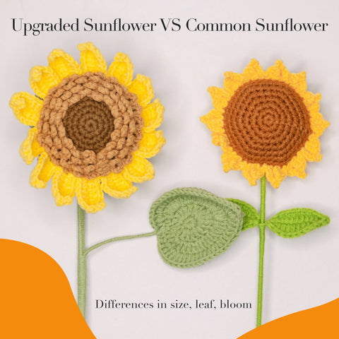 YSHomy Crochet Flowers of Upgraded Big Sunflower with Seed (Set of 3)