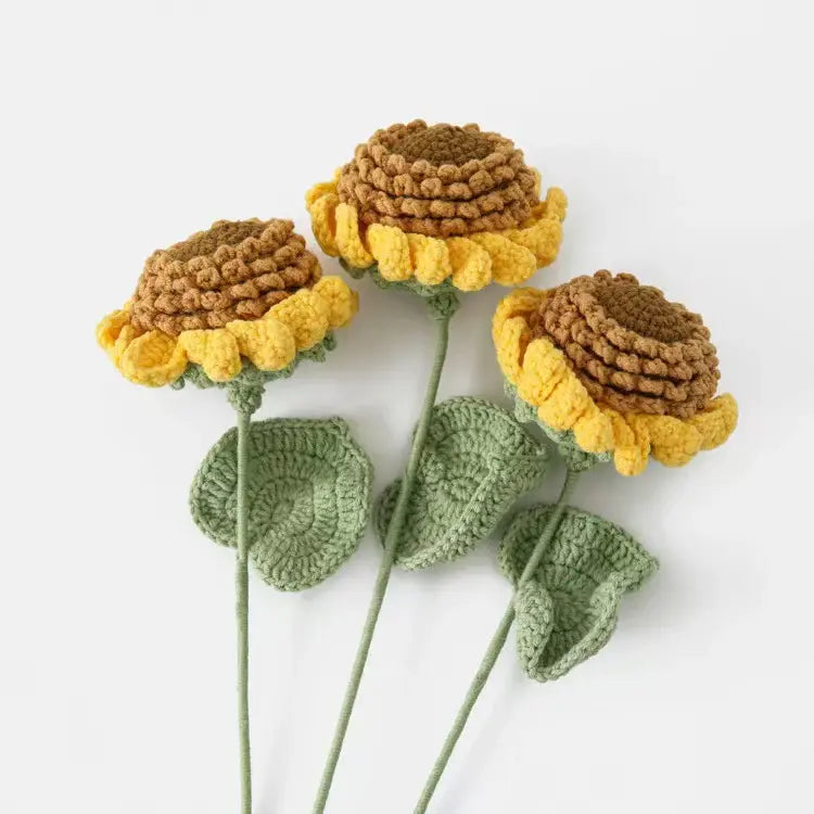 YSHomy Crochet Flowers of Upgraded Big Sunflower with Seed (Set of 3)