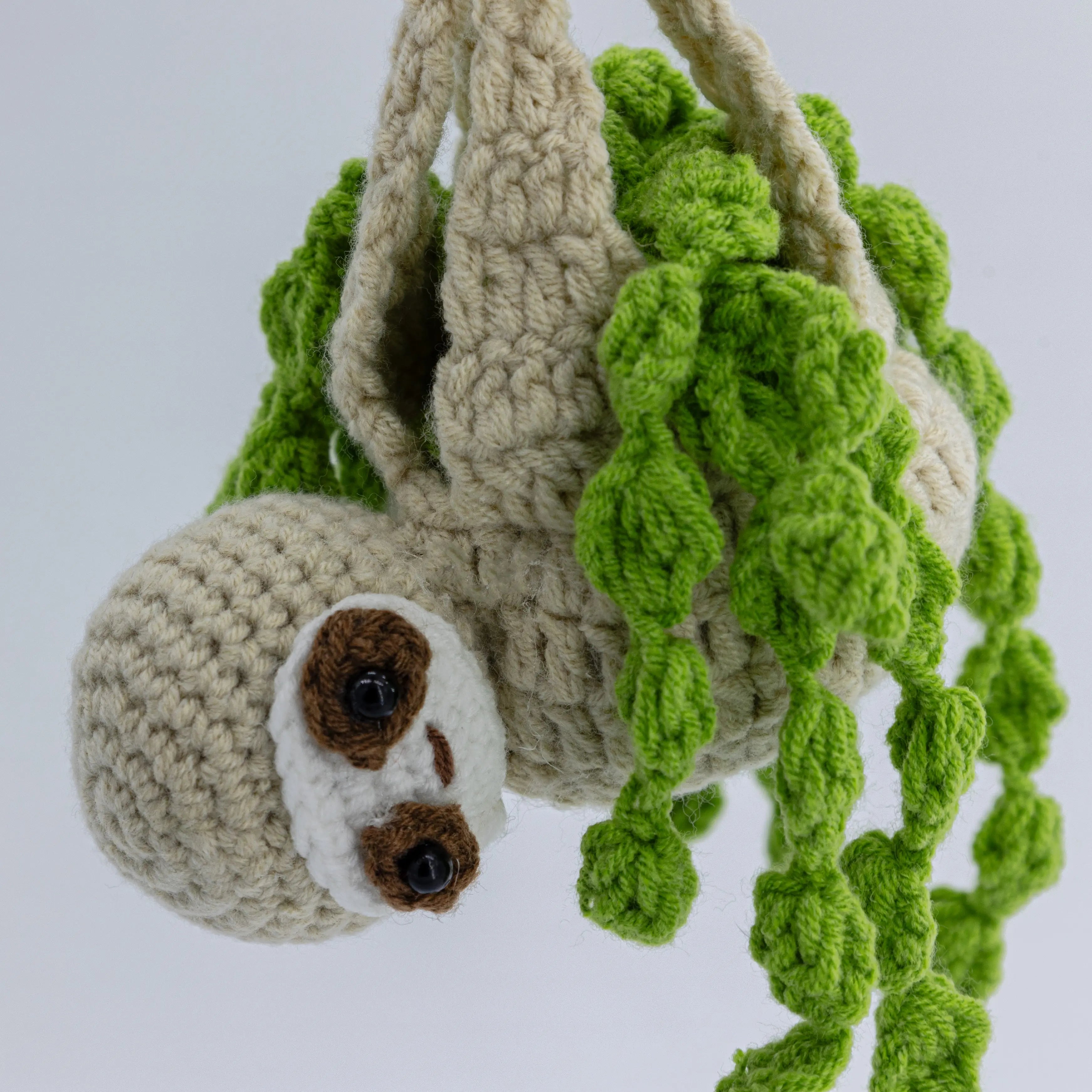 YSHomy Crochet Sloth Bear Flower Basket Car Mirror Hanging