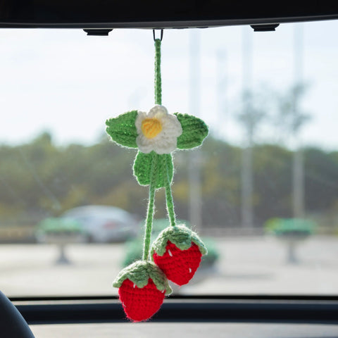 YSHomy Crochet Cute Strawberry Hanging for Car Mirror, Bag