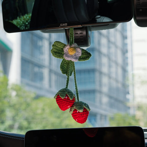 YSHomy Crochet Cute Strawberry Hanging for Car Mirror, Bag