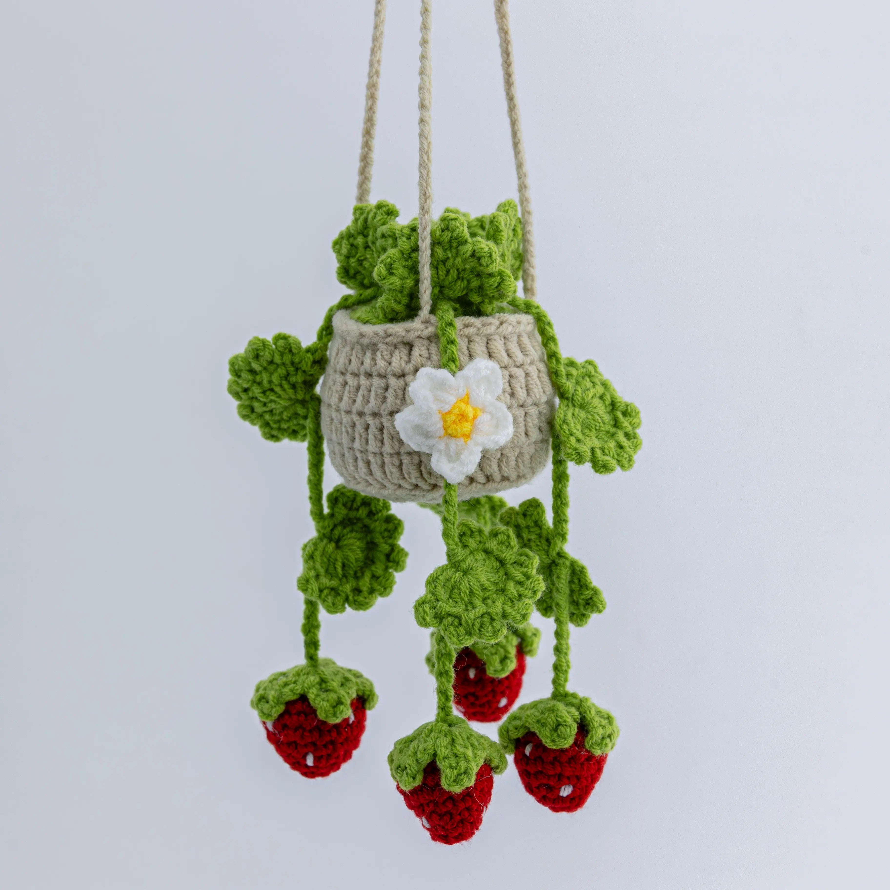 YSHomy Crochet Car Hanging Plants with Strawberry