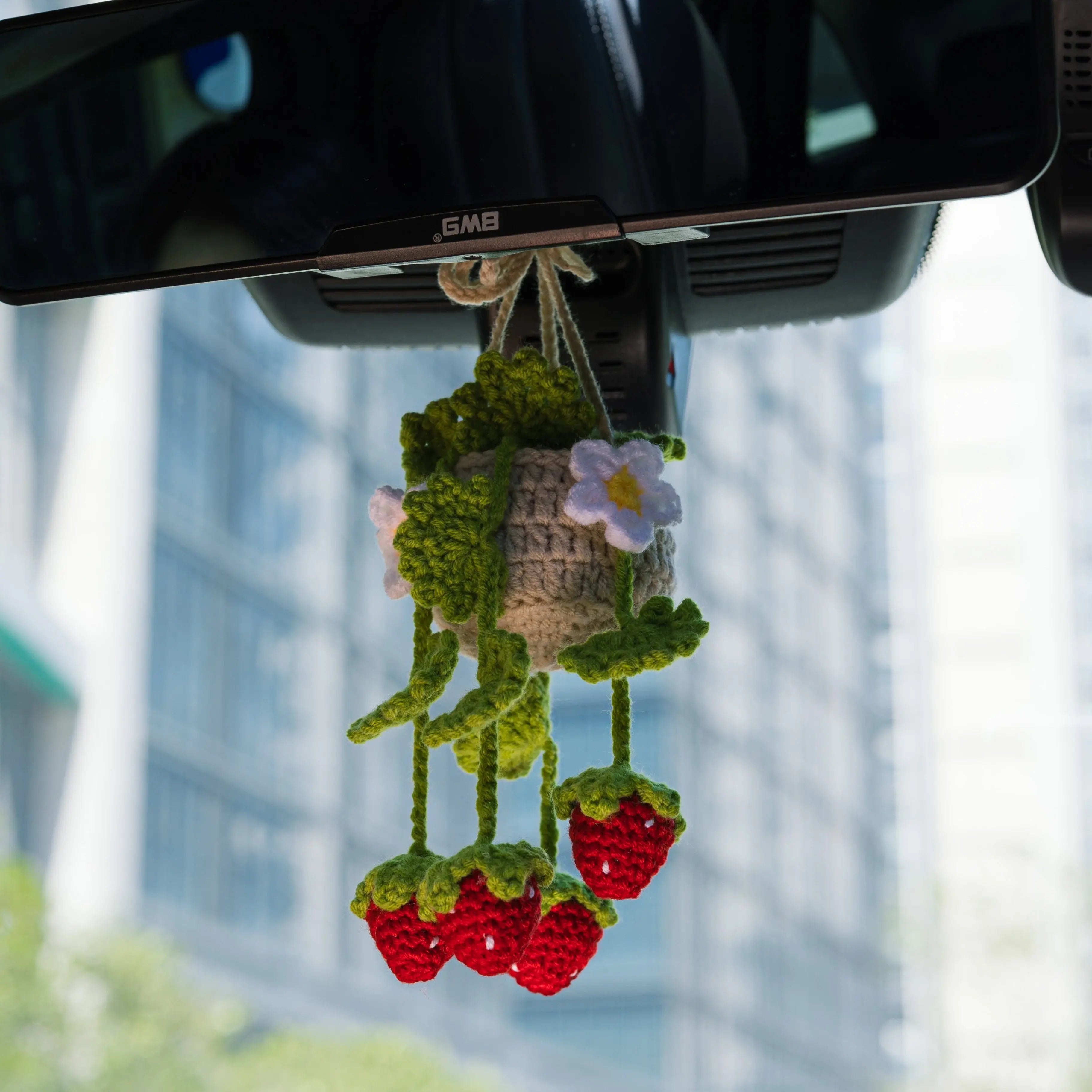 YSHomy Crochet Car Hanging Plants with Strawberry