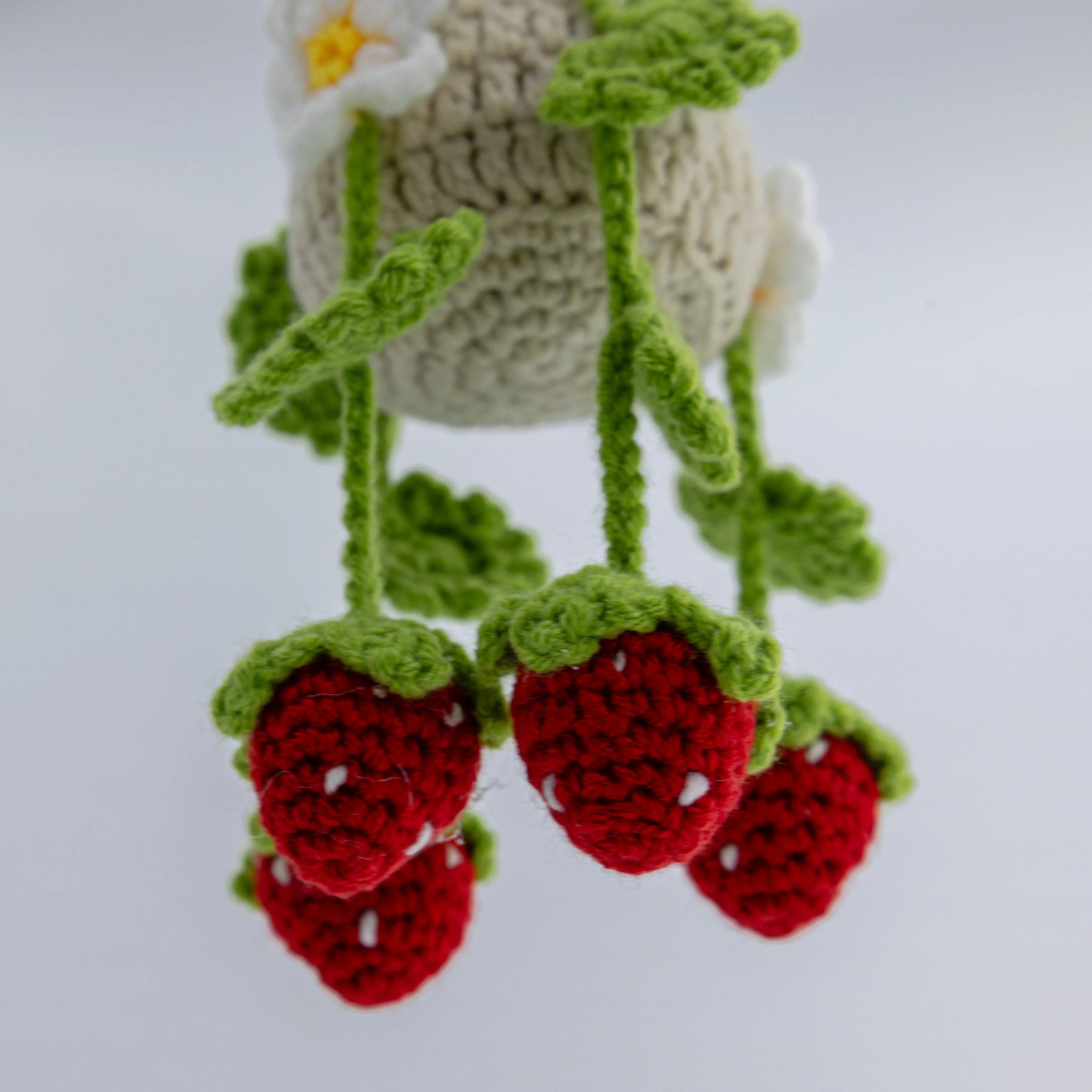 YSHomy Crochet Car Hanging Plants with Strawberry