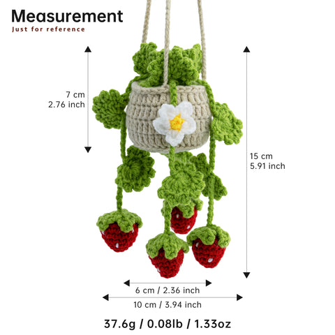 YSHomy Crochet Car Hanging Plants with Strawberry