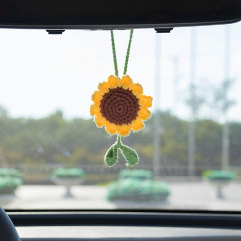 YSHomy Crochet Sunflower for Car Mirror Hanging & Bookmark