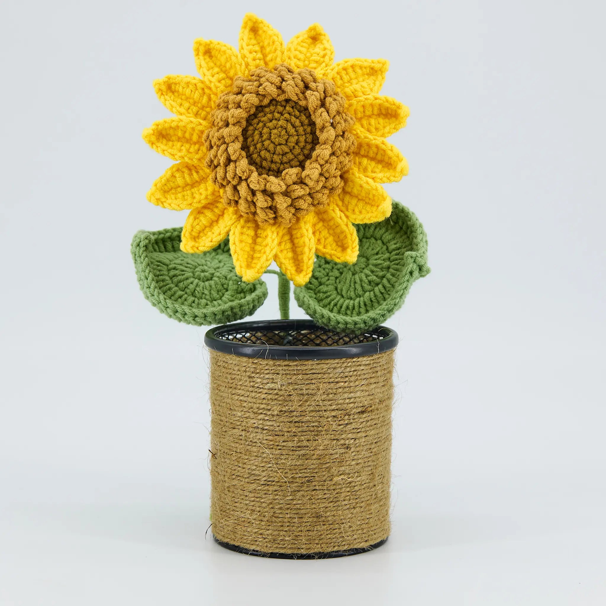 YSHomy Handmade Crochet Sunflower Pen Holder for Desk Decor