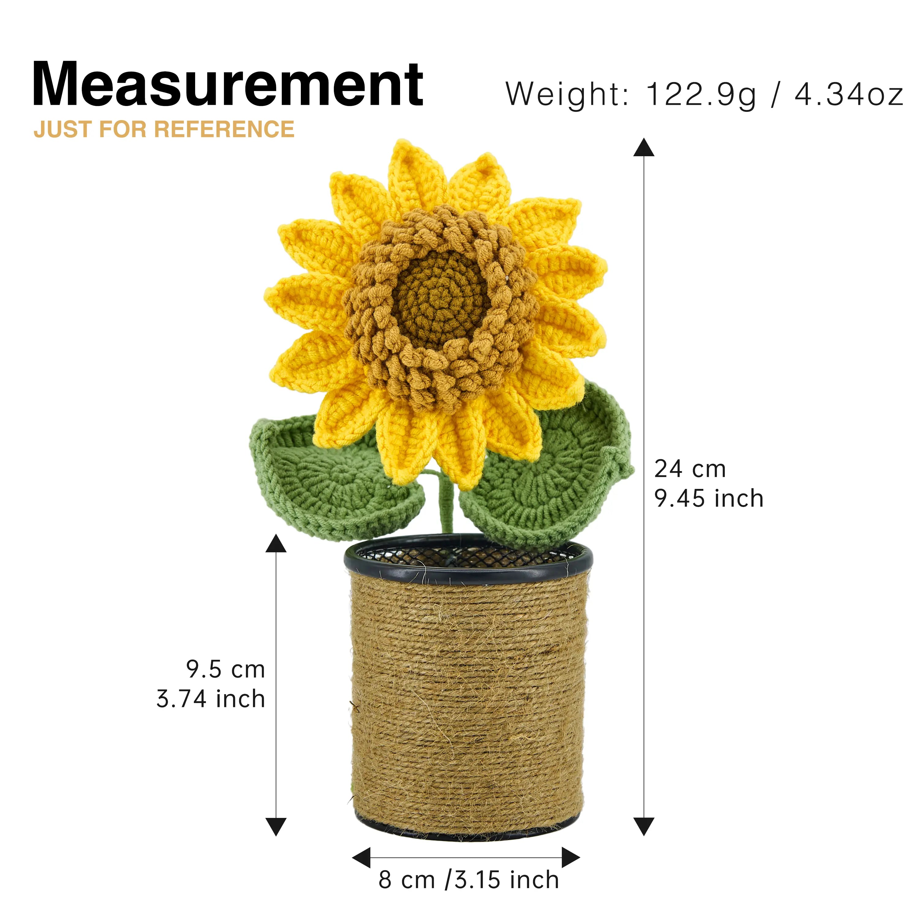 YSHomy Handmade Crochet Sunflower Pen Holder for Desk Decor