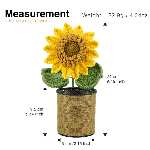 YSHomy Handmade Crochet Sunflower Pen Holder for Desk Decor