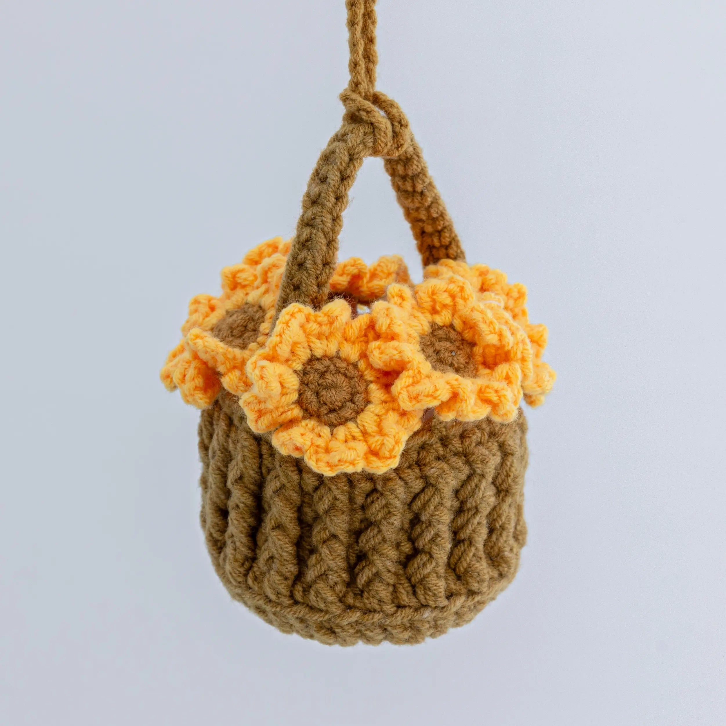 YSHomy Crochet Hanging Sunflower Basket for Car Mirror