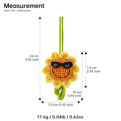 YSHomy Crochet Hanging Double-Faced Sunflower with Sunglasses for Car Mirror