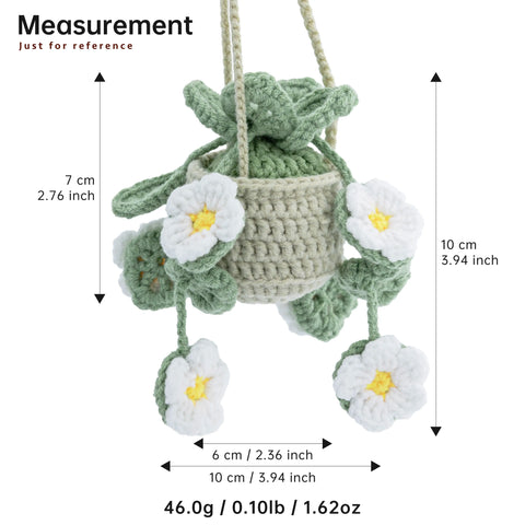 YSHomy Crochet Car Hanging Plants with White Flowers