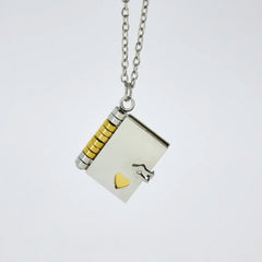 YSHomy 18K Gold-Plated Yellow Book Pendant Necklace with Personalized Text