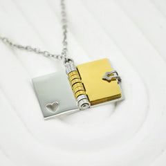 YSHomy 18K Gold-Plated Yellow Book Pendant Necklace with Personalized Text