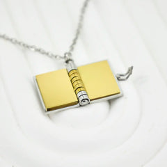 YSHomy 18K Gold-Plated Yellow Book Pendant Necklace with Personalized Text