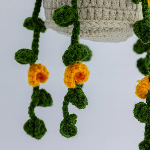 YSHomy Crochet Car Mirror Hanging Plants with Yellow Flowers