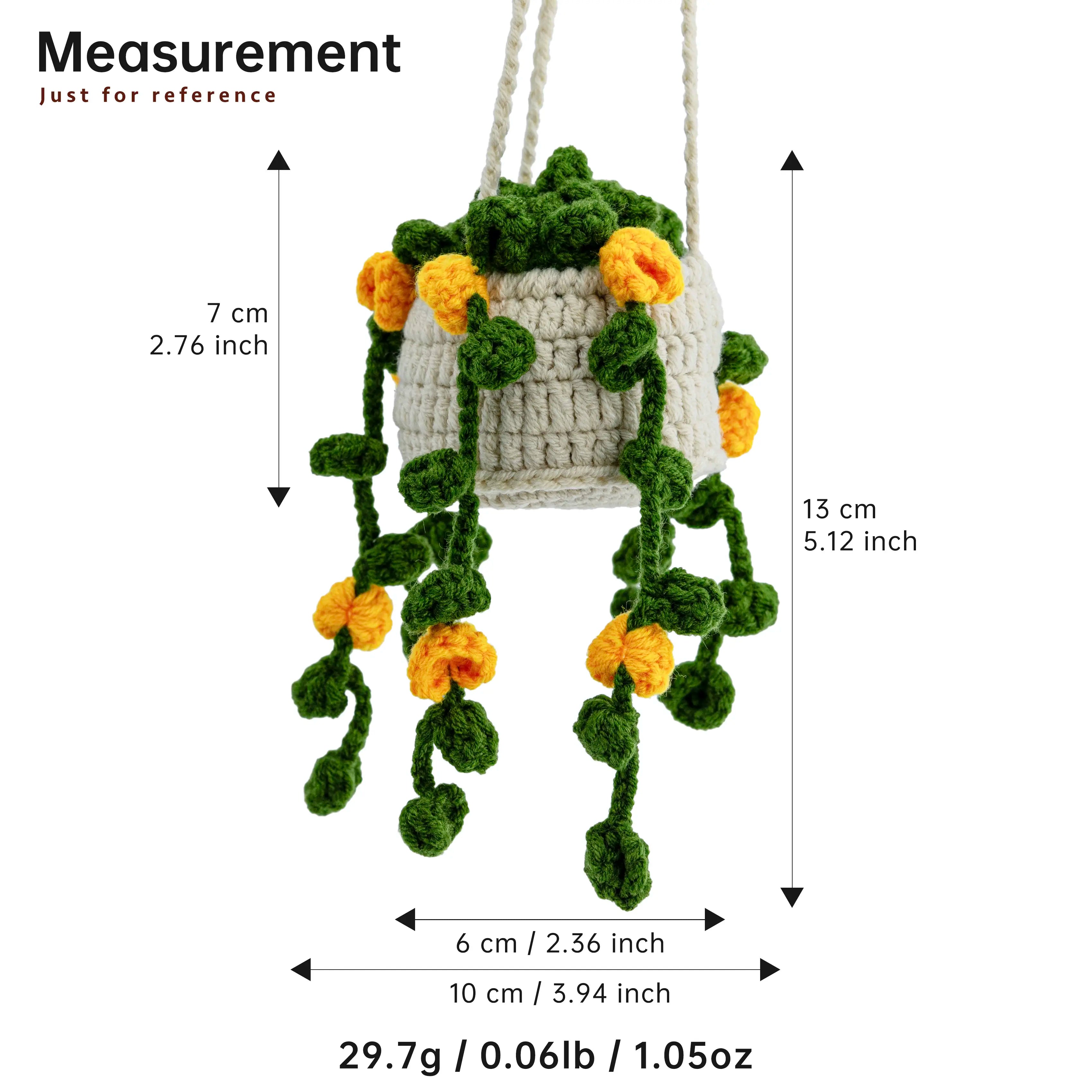 YSHomy Crochet Car Mirror Hanging Plants with Yellow Flowers